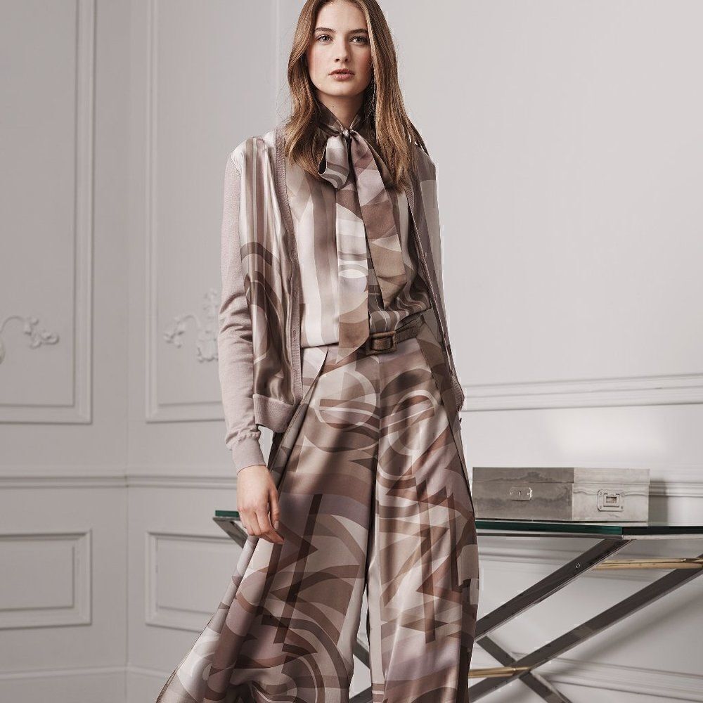 Ralph Lauren Pre-Fall 2016 Silk Scarf Print Cardigan Sweater